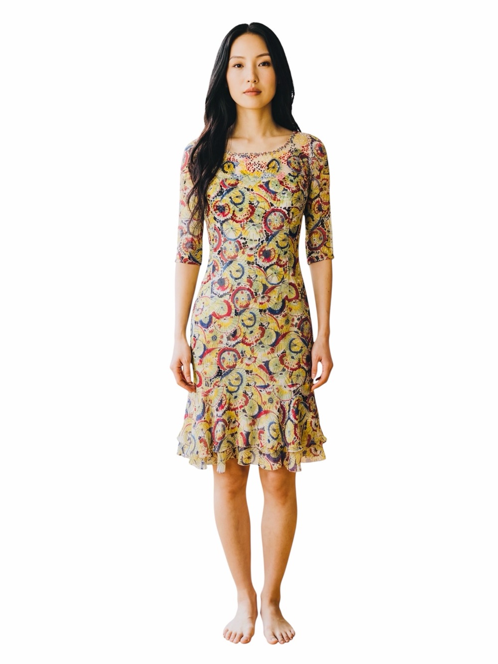 CAROLINA HERRERA SILK SEQUINED DRESS.